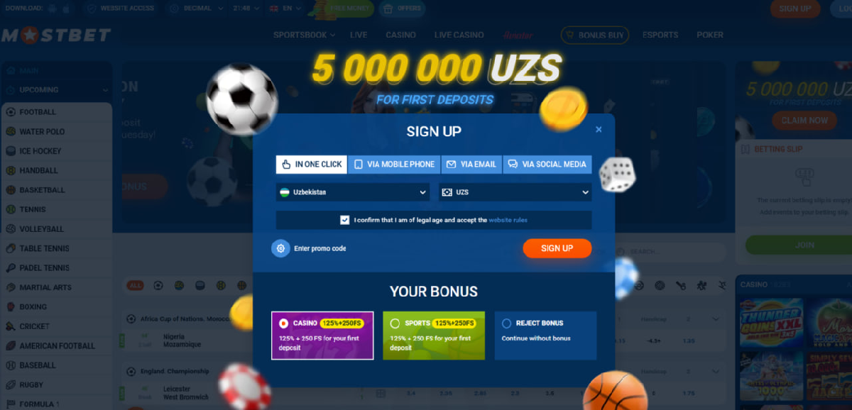 Mostbet account registration process